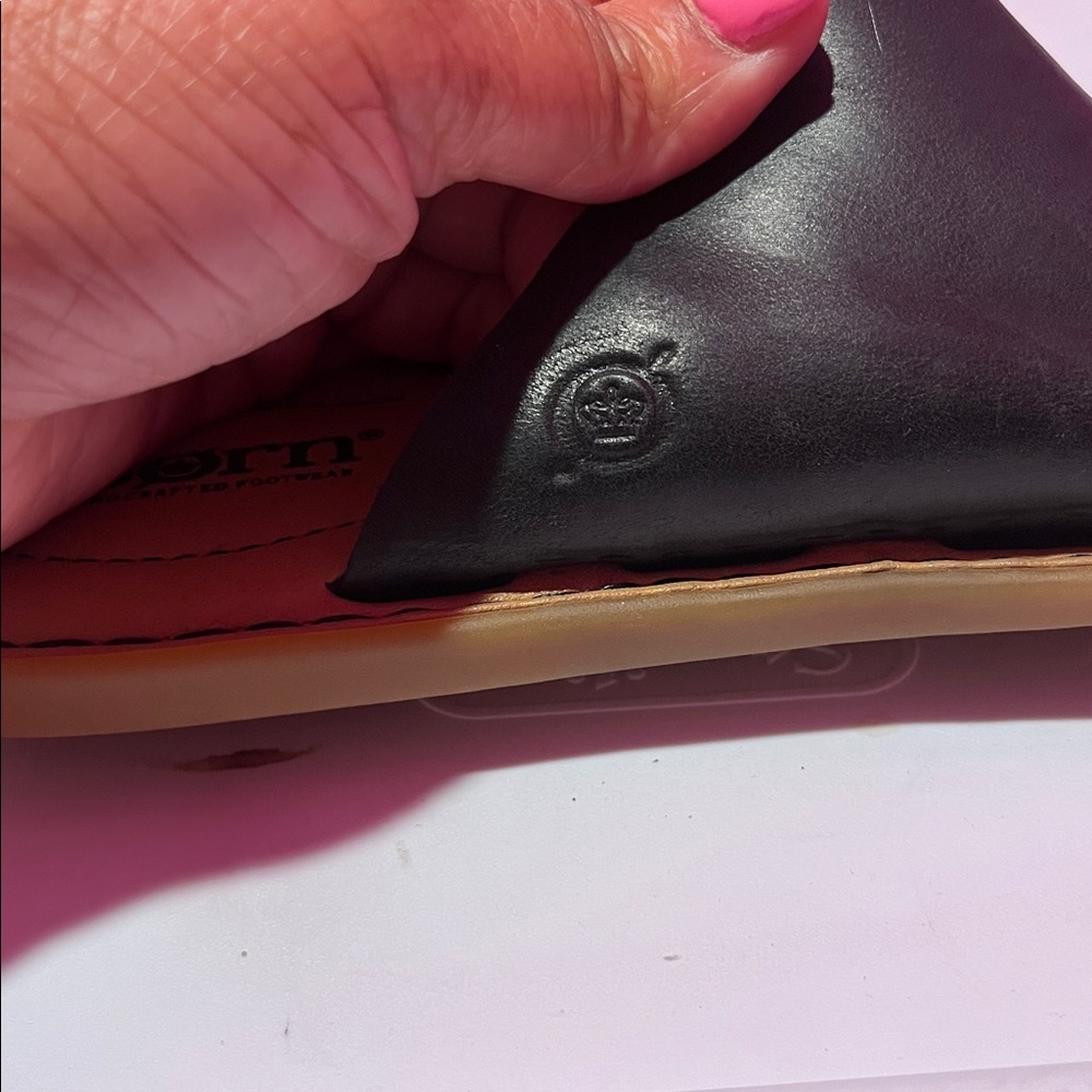 Born Women's Black Leather Slide Sandals - Picture 6 of 6